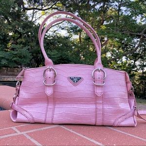 Prada Adorable Pink Crocodile Purse Handbag